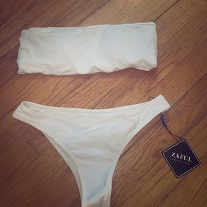 Zaful High Cut Bandeau Thong Bathing Suit Set